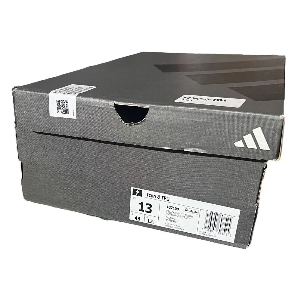adidas‎ Cleats Mens 13 Baseball Black ICON 7 TPU Silver 3 Stripes IG7109 Spring